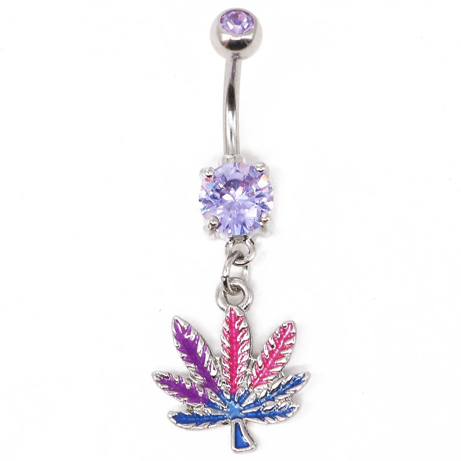 Gaby 316L Surgical Steel Belly Button Rings Maple Leaf Dangle Body Piercing Jewelry Made of Stainless Steel