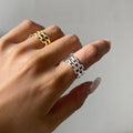 New Style Dainty Watchband Hollowed Bars Shape Ring Minimalist Ins Fashion 18K PVD Gold Plated Stainless Steel Rings