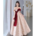 S0763T Classic Elegant Slimming Dinner Dress Lace-Decorated Hollow Sequin Hanging Neck Long Fishtail Style for Ladies XL Size