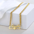 Custom Stainless Steel Name Crown Alphabet Necklace with Heart Pendant for Couples