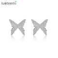 LUOTEEMI Butterfly Vintage Custom Statement Woman Micro Diamond Bohemian Cubic Zirconia Large Earring Stud