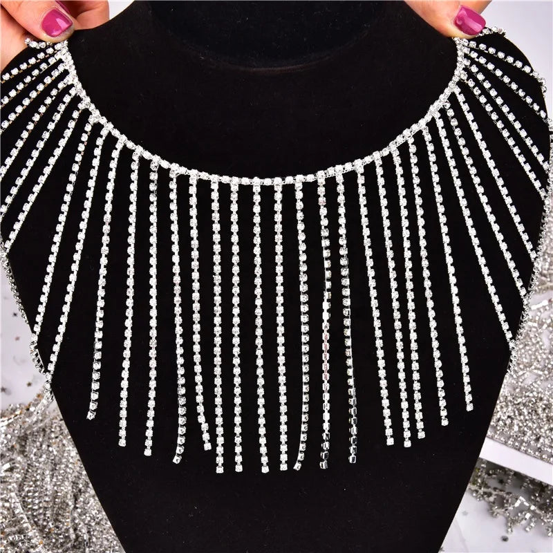 Rhinestone Long Tassel Pendant Chain High-Grade Silver Crystal Diamond Trimming Decorations Clothing Accessories Boots Hair Diy