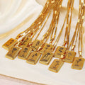 Nabest Stainless Steel 12 Months Flowers Necklace Choker Jewelry Birthday Gift Women Gold Plated Rectangle Pendant Necklace