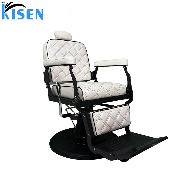 Kisen Customized Best Design Barber Chair Styling Men Salon Modern Hair Cutting Dressing Chair Round Base