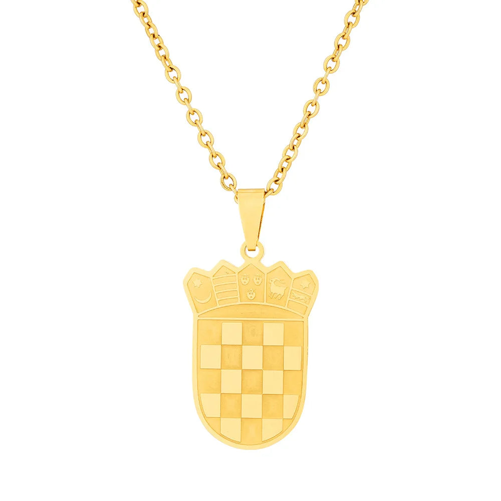 Couple Jewelry Stainless Steel Hollow Out Croatian Badge Pendant Necklaces
