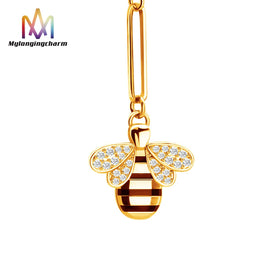 Wholesale Inspire Jewelry 18K Gold Plated Bee Pendant Necklace Trendy Animal Choker for Friends Lovers Couples