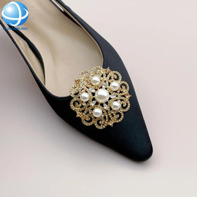 White Pearl Crystal Removable Shoe Clips Gold Silver Plated Alloy Shoes Buckle for Ladies Shoes Pumps Heels Sandals Decoration
