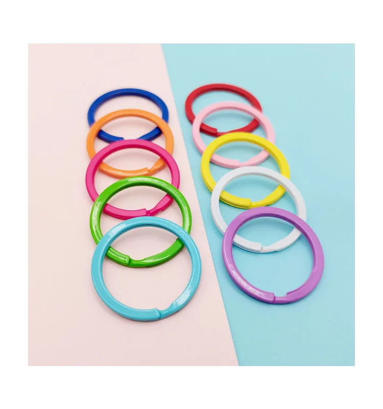 30mm Colorful Baking Varnish Metal Flat Split Key Chain Ring for Car Home Keys Organization DIY Crafts