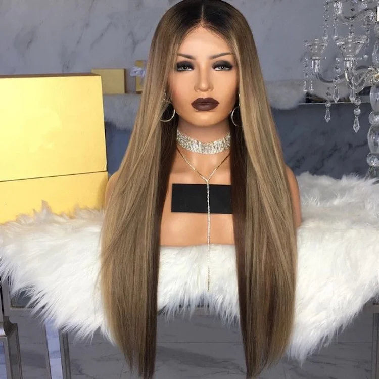 Sexy Women Long Brazilian Remy Human Hair Full Lace Transparent HD Lace Front Wig 180% Density Ash Blonde Pre Plucked Straight