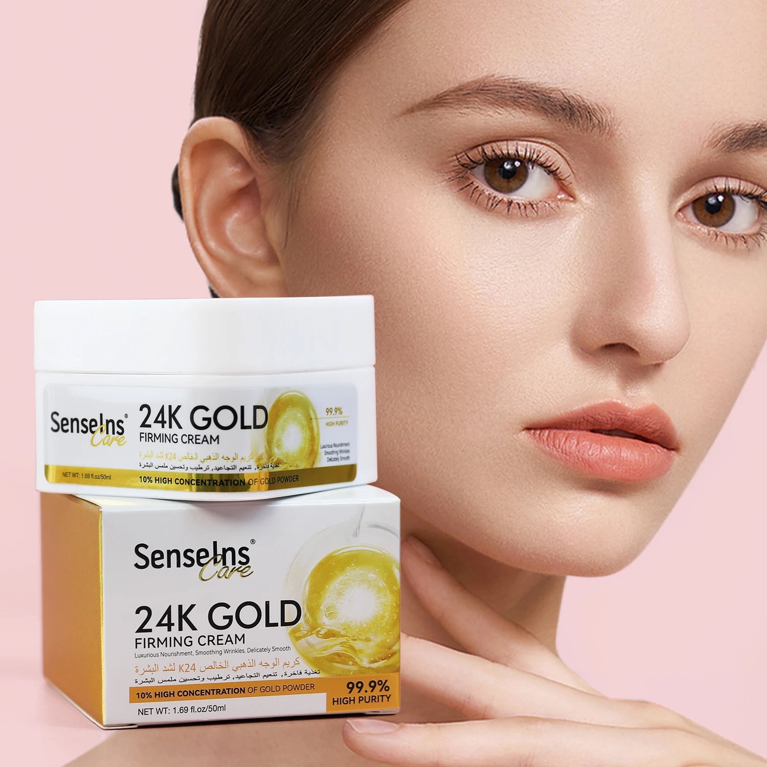 Wholesale Organic Vegan Anti Aging Wrinkle Moisturizing Brightening Firming Skin 24k Gold Firming Face Cream