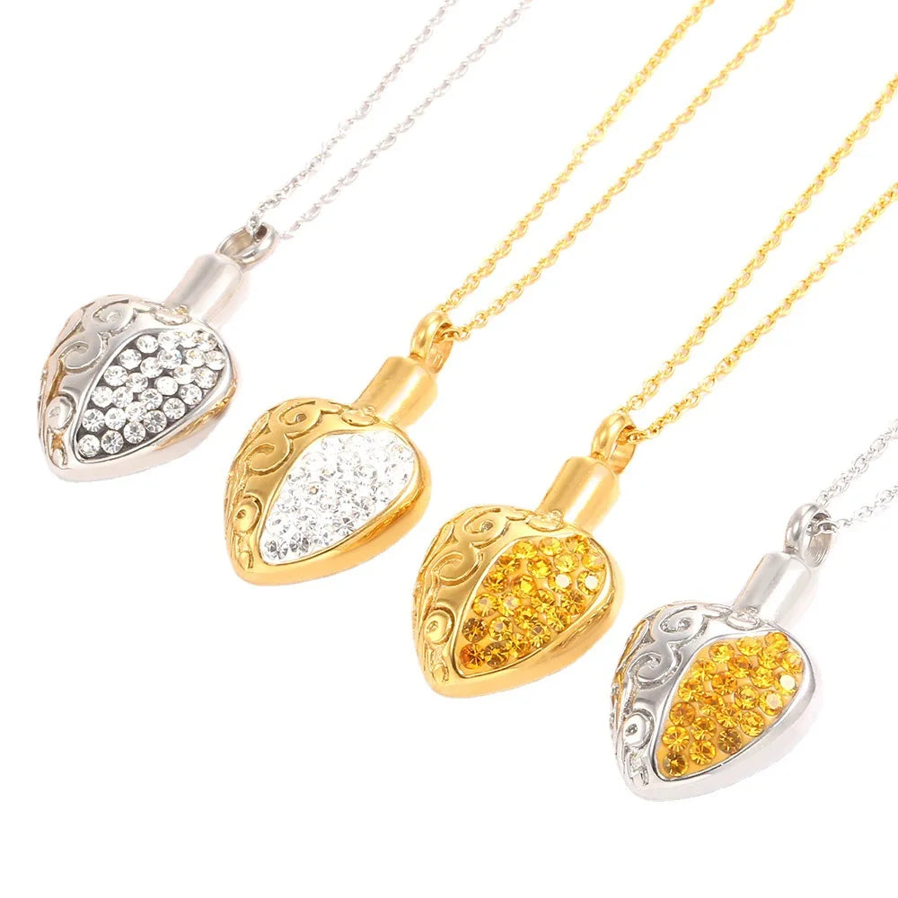 New Design Stainless Steel Material Gold Stone Diamond Ashes Pendant