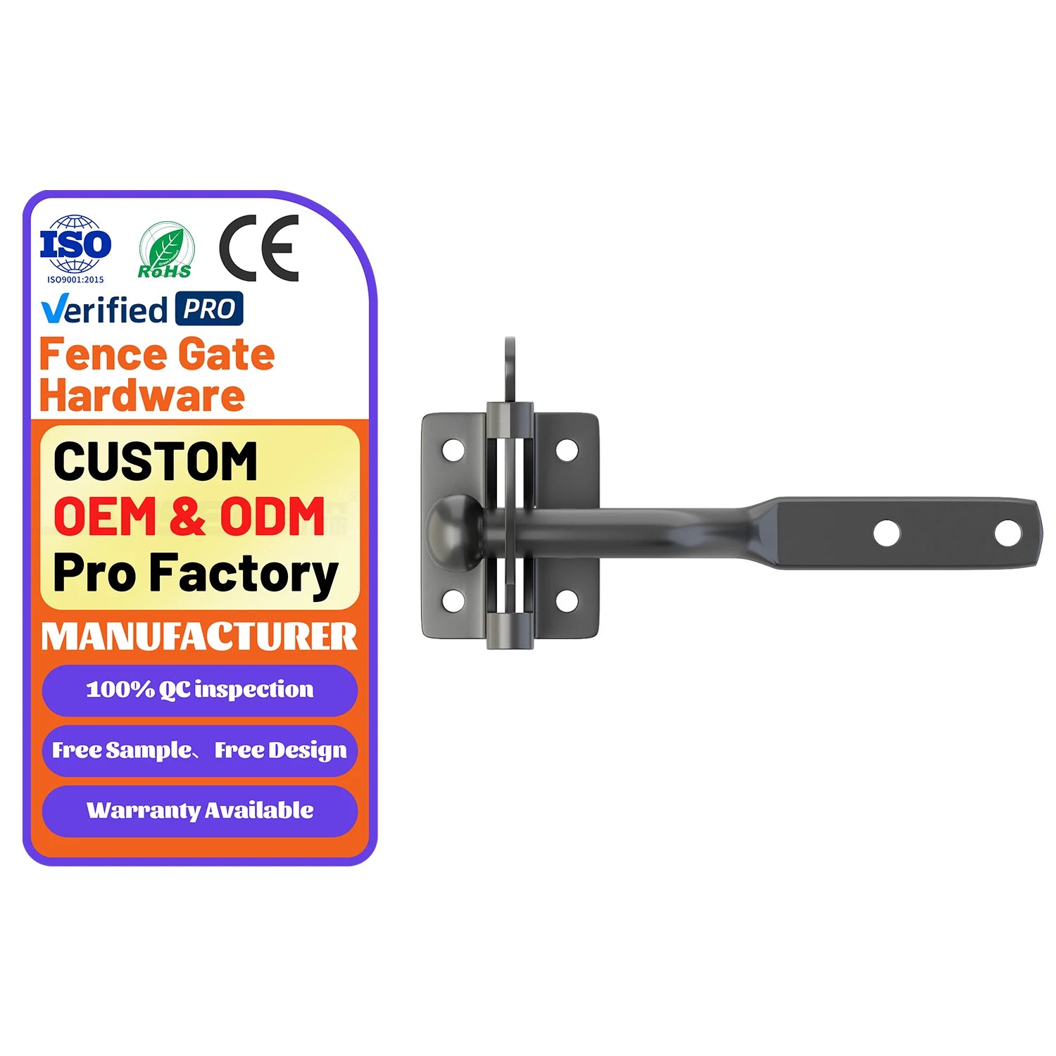 Upgrade Iron Metal Self-Locking Gate Latch Heavy Duty Automatic Gravity Lever Door Latches for Wooden Fence