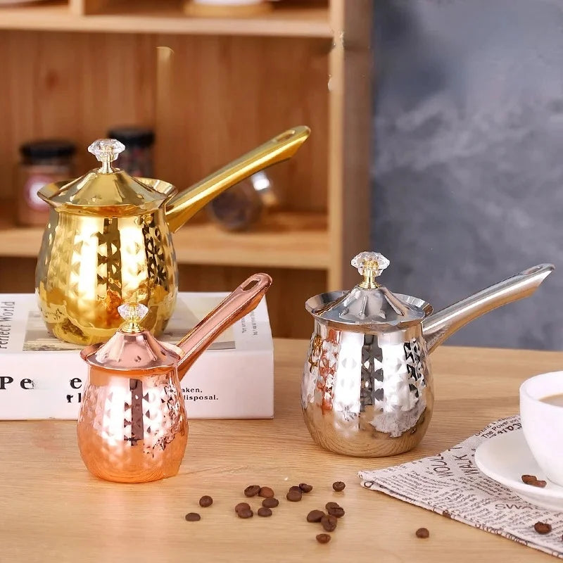 Turkish Coffee Pot Cezve Ibrik Stainless Steel Long Handle Dubai CoffeePot Milk Butter Melting Jug 600 ML