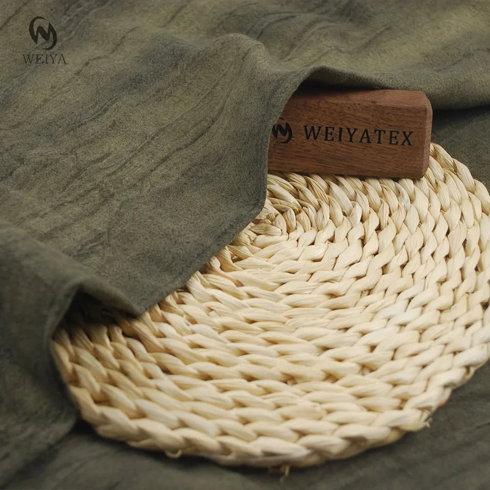 Women Clothing 200 Gsm Washed Thick Slub Yarn Sorona Woven Texture Mix Cotton Linen Fabric