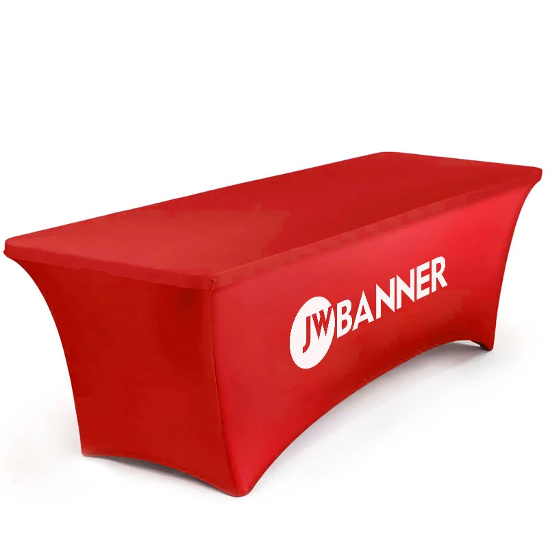Custom Printed Logo Text Tablecloth 4 Sided Business Vendor Trade Show Shop Promo Table Throw