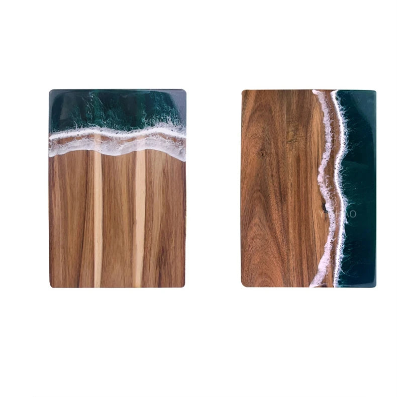 Custom Logo Luxury Handmade Ocean Cutting Board Charcuterie Board Epoxy Resin Wood Cutting Board