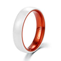 POYA 6 mm Wedding Band for Men Women White Ceramic Ring With Orange Aluminum Liner