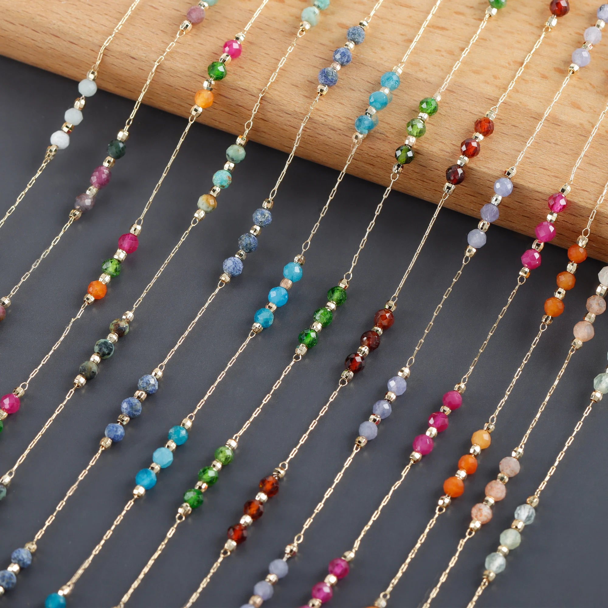 C218 1m/lot 18k Gold-Plated Copper Necklace Rope Chain Natural Gemstone DIY Jewelry Trendy Passes REACH Gift Standard