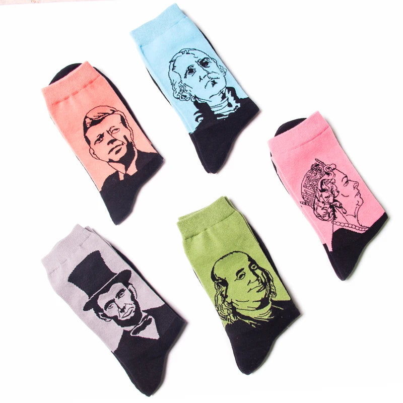 Hot Sale Custom Character  Socks US President Cute and Funny Socks Crew Cotton Socks