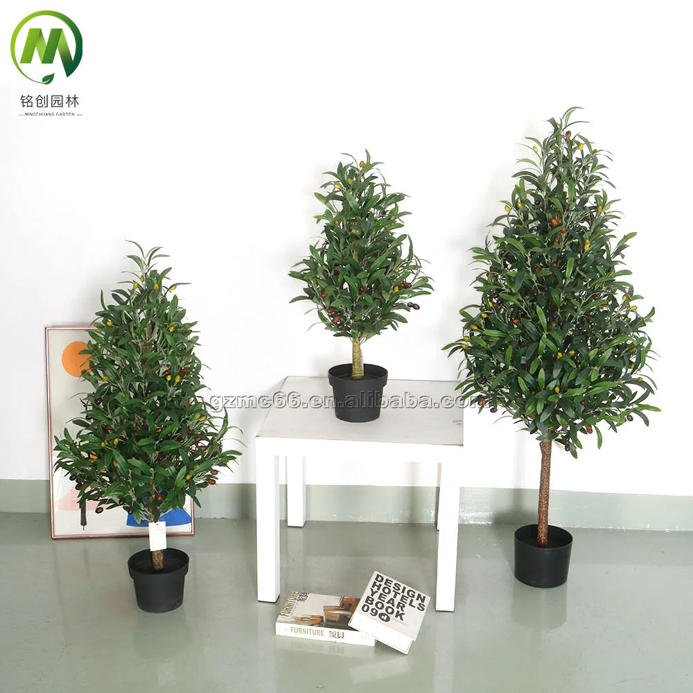 Wholesale Supplier Online Nearly Natural Silk Olive Tree Bonsai Artificial Olive Tree in Pot for Home Store Sale