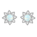 CZCITY S925 Sterling Silver Earrings Christmas Gift 18K White Gold Flower CZ Opal Silver Earrings