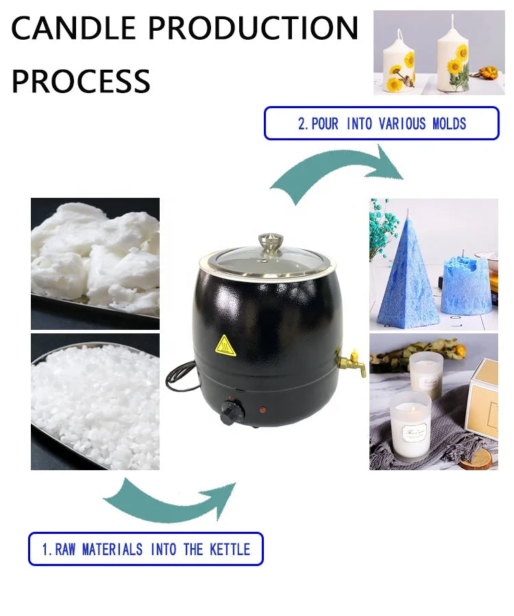 Dontalen Electric Wax & Candle Making Machines Black Large Soy Wax Melting Pot Wax Melter Quick-Pour Valve Metal CE Certified