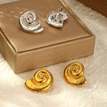 Classic 18K Gold Plated Stainless Steel Sea Conch Stud Earrings for Women Waterproof Summer Beach Travel Jewelry Fashionable Hot