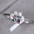 CAOSHI Trendy Animal Design Multi Color Heart Crystal Cubic Zirconia Finger Rings for Cute Women Fashion Silver Plated CZ Rings