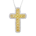 CAOSHI Exquisite Vintage Jewelry Full Yellow CZ Crystal Gemstones Cross Pendant Party Women Cross Clavicle Necklace
