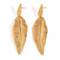 New Arrival Bohemian 18K Gold Plated Stainless Steel Jewelry Big Leaf Pendant Drop Earrings
