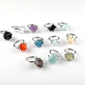 Clear Quartz Natural Amethyst & Irregular Blue Apatite Ring Classic Women's Raw Citrine Stone Wedding Party Gift-Friendly Rings