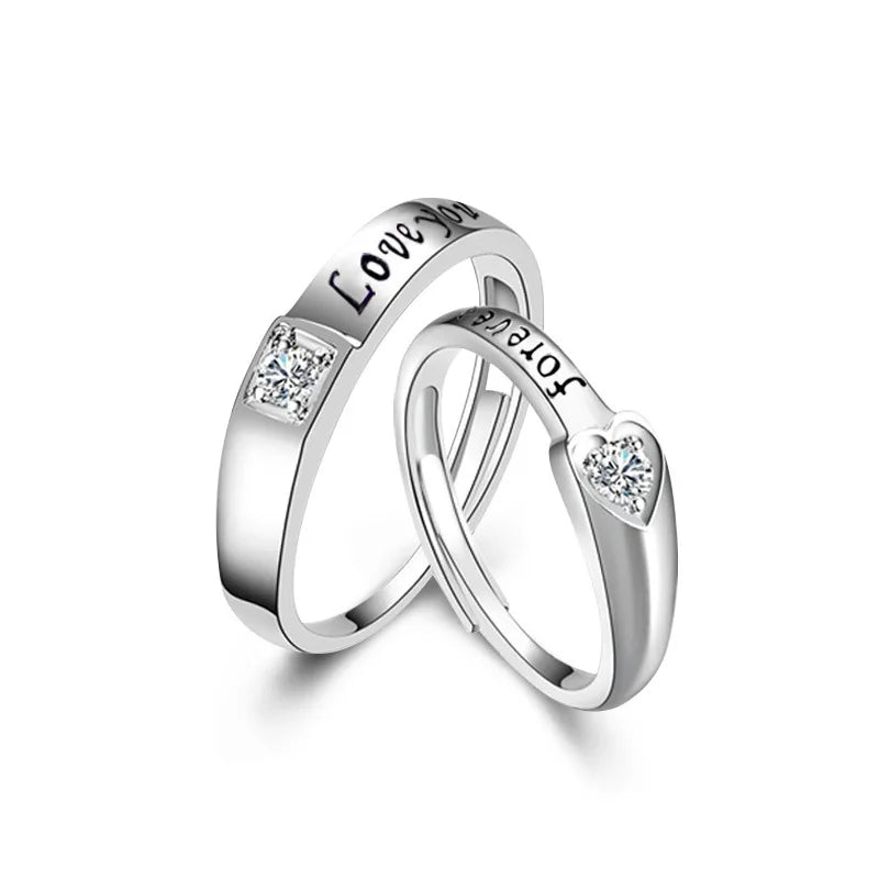 925 Sterling Silver Adjustable Love You Forever Eternity Band Rings Fashion Jewelry for Wedding Engaggement Anniversary Gift