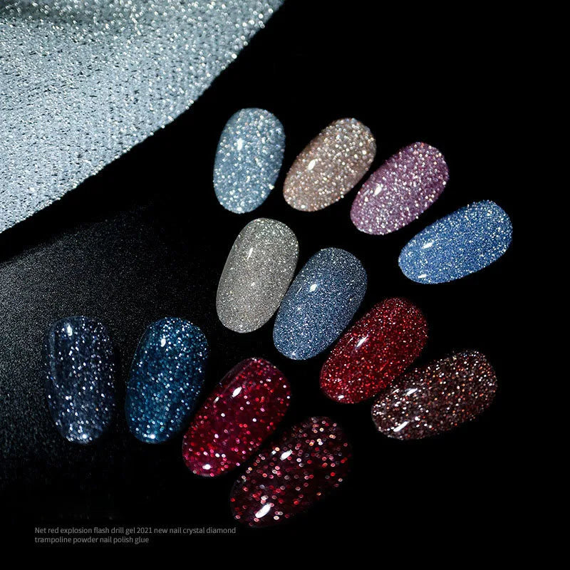 Gel Glitter UV Reflective Gel Nail Polish Explosion Diamond Glue Nail Art Diamond Bundi Powder Nail Gel Polish
