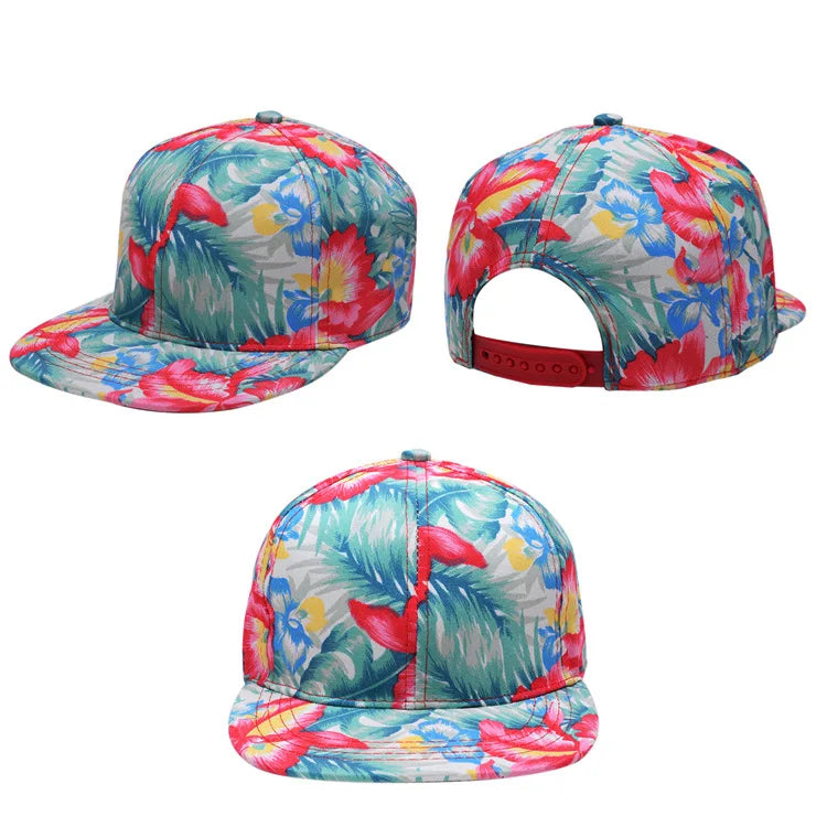 Flora Print Fashion Snapback Cap Colorful Sports Cap Outdoor Sun Hat