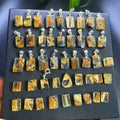 925 Sterling Silver Small Gold Rutilated Quartz Natural Crystal Healing Pendant for Recruiting the Wealth