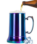 Classic Stainless Steel Beer Stein with Big Grip Handle Double Wall Insulated Beer Party Mug and Tumbler Travel Coffee Mugs