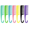 Wholesale Custom Logo Curved Hooked Hair Shower Comb Salon Use Wide Tooth Massage Plastic Handle Box Packaging Fashion Common