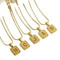 Bulk Fashionable Snake Chain Initial Alphabet Letters Square Pendant 18K Gold Plated Stainless Steel Necklace Jewelry for Women
