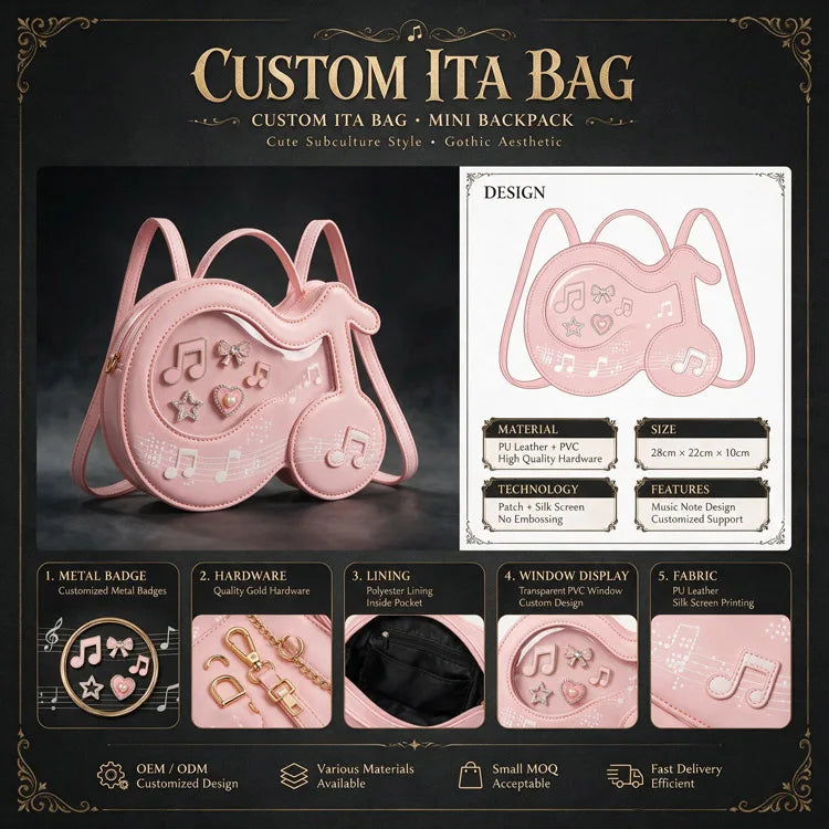 Manufacturers Wholesale Custom Crossbody Note Ita Bag Unique Design Clear PVC Ita Bag Designer Printing With Pins Insert MegaBDM