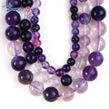 Bestone Natural Purple Fluorite Beads 4mm 6mm 8mm Round Purple Fluorite Gemstone Strands Beads for Jewelry Making