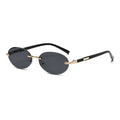 Custom Logo Fashion Metal Rimless Oval Sunglasses Women Design Small Face Shades
