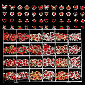 Luxury Pro Big Rhinestone Designer Butterfly Heart Decoration Nail Charm False Metal Nail Decoration Wholesale