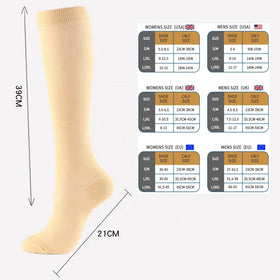 Unisex Long Tube Sport Socks 20-30 MmHg Nylon Knee High Compression Stockings