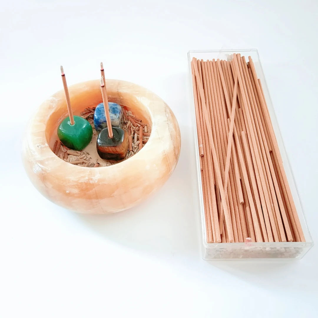 HY Crafts Natural Green Aventurine Incense Holder Semi-precious Stone for Feng Shui