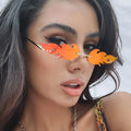 Fashion Fire Flame Women Men Sunglasses Brand Designer Rimless Wave Sun Glasses