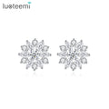 LUOTEEMI Luxury Wedding Women Jewelry Clear Cubic Zirconia Diamond Flower Custom Earrings for Girls