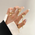 New Punk Cool Hiphop Chain Rings Multi-layer Adjustable Open Finger Butterfly Ring Set Man Rings Set
