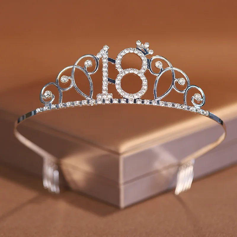 Wholesale16 18 20 21 Years Old Birthday Tiara Crowns Birthday Comb Tiara Girl Party Hair Accessories Hair Crown