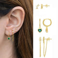 6 Pieces 18k Gold Earrings Set S925 Zircon Earrings
