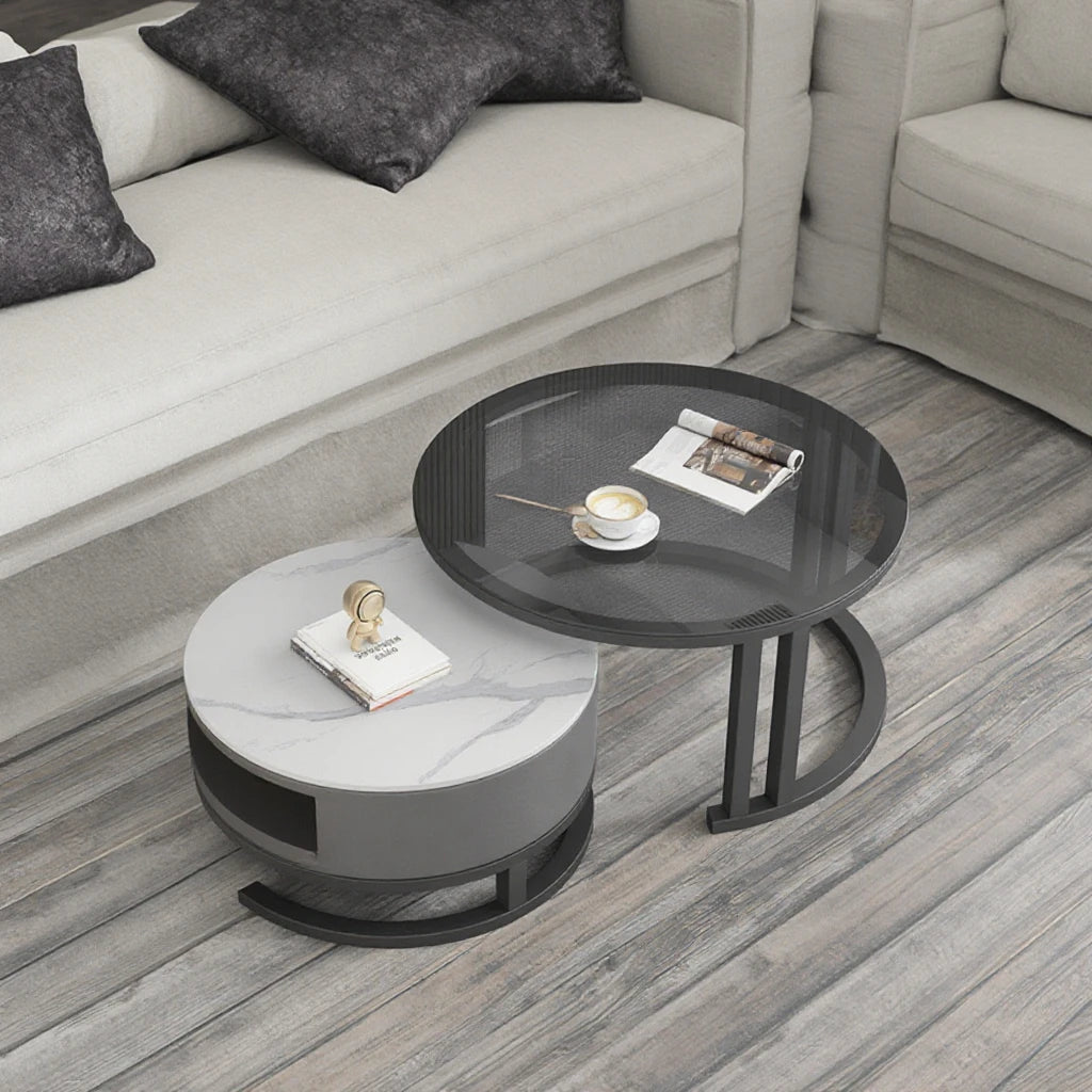 Rock Slab Coffee Table Living Room Household Light Luxury  Nordic Combination Circular Marble Coffee Table Table